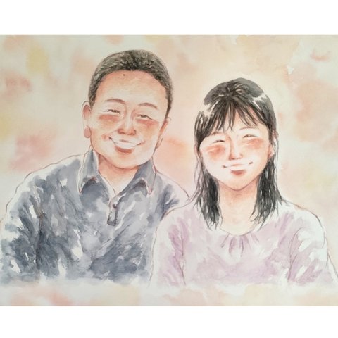 ウェディング 似顔絵 A4 結婚式 イラスト 子育て感謝状  水彩 ウェルカムボード 記念日 両親贈呈品