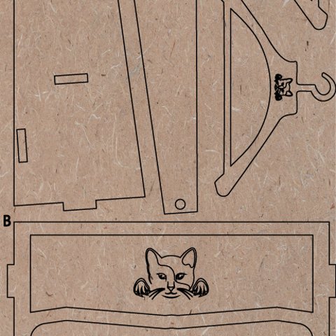 ハンガーラック キット ハンガー 2本セット ネコ キャット 猫 彫刻 1/6 ドールハウス ミニチュア ハンドメイド ブライス リカちゃん アンティーク ハンドメイド 木製 家具