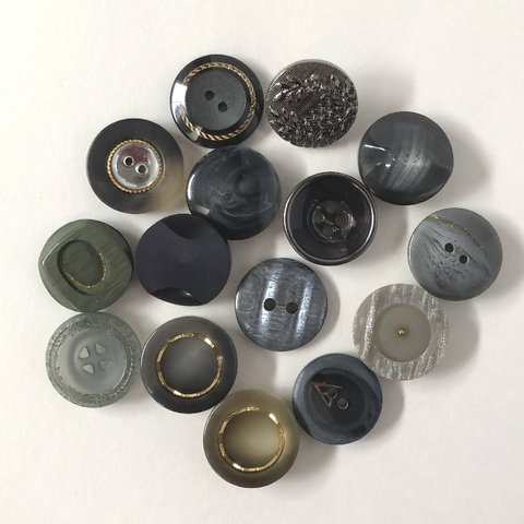 【福袋】 レトロ サークル ボタン  19mm～20mm 15個セット da-115