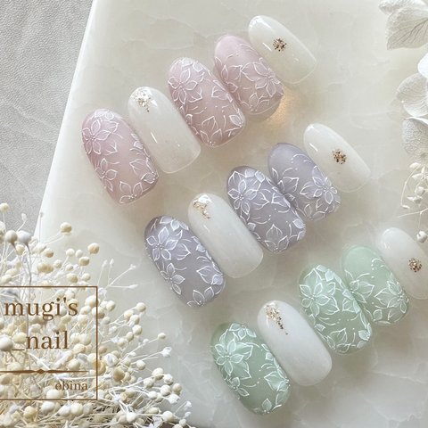 ネイルチップ No.131 フラワーネイル nail ジェルネイル