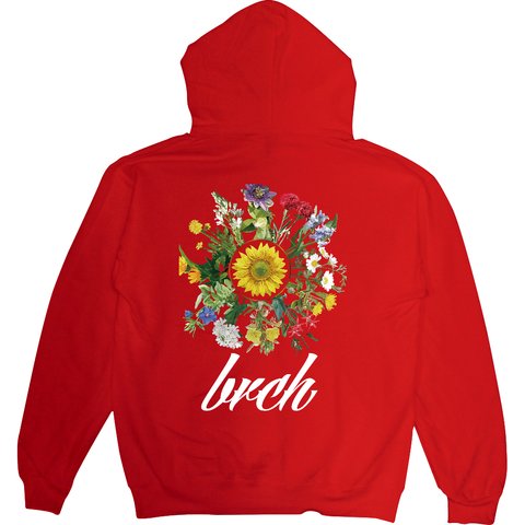 BRCH Flower 裏起毛hoodie レッド