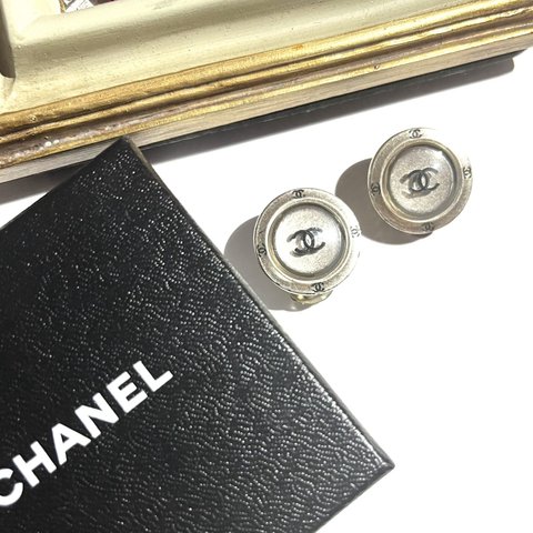 1031今だけお値下げ★レアCHANEL クリアミラーVINTAGE イヤリング　シルバーシャネル　ヴィンテージイヤリング　アンティーク  クリップフランス結婚式ブライダルジュエリー　　