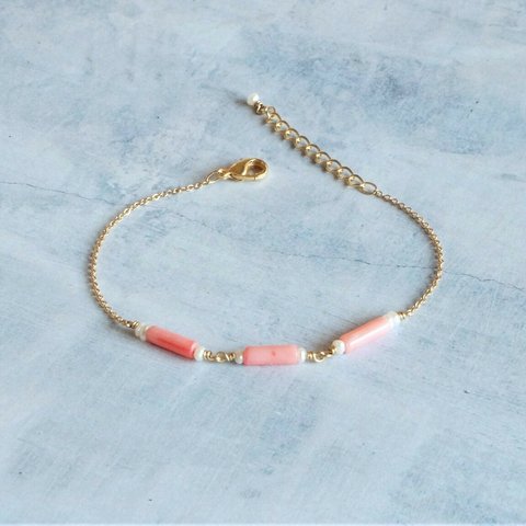 Strönd bracelet：サンゴ×パール　ブレスレット