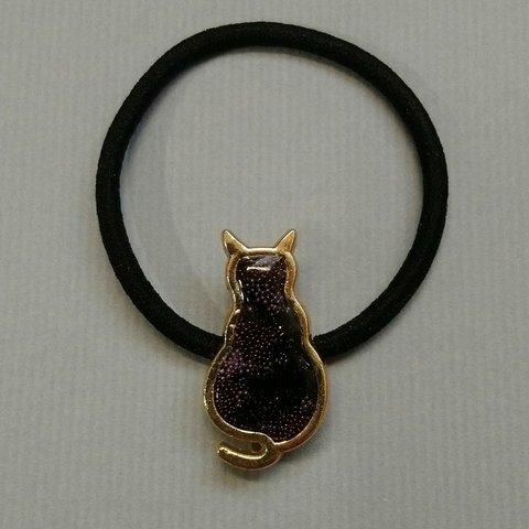 レジン ヘアゴム 黒猫 