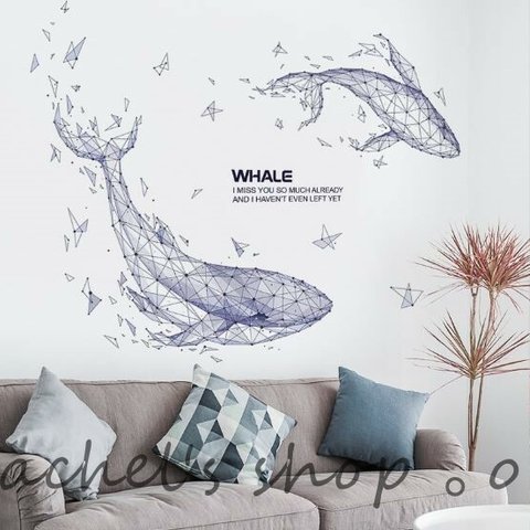 ウォールステッカーB42 クジラ　海　ダイナミック　模様替え 送料無料 剥がせるシール 壁シール インテリアシール デコレーションシール　アート