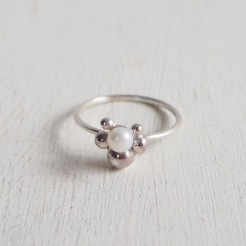 【受注制作】- Silver - Tsubu Ring w/ Pearl