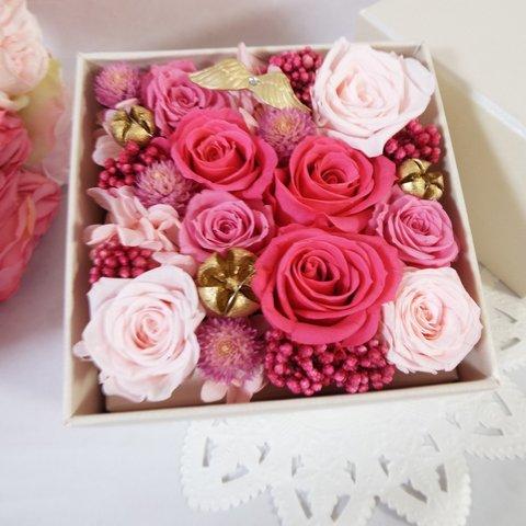 色変更などの相談OK♡ 受注制作 薔薇たっぷり　ピンク　プリンセス フラワーボックス　母の日・誕生日・記念日・お祝い・ウェディング・結婚祝い・クリスマス　