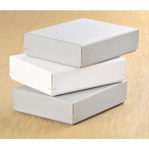 角留め箱（ 二つ折財布・布マスク ） 145×115×37㎜　グレー・ホワイト 日本製 大ぶり  B077・B078