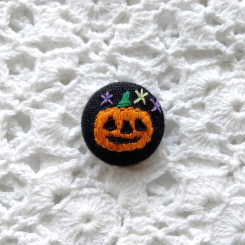 ハロウィン（ブラック）刺繍ブローチ☆再販9