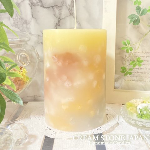 Φ10.3cm×H15cm ペタルキャンドル (ジョーヌプッサン) № 000750 /Gradation Candle