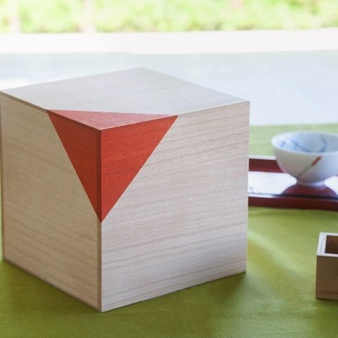 美味しい新米の保管に！　桐CUBE　米びつ　お米２kg　オレンジ