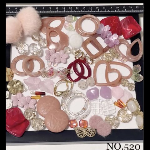 NO.520 カボション♡アクリル もりもりハンドメイドパーツ詰め合わせペアセット