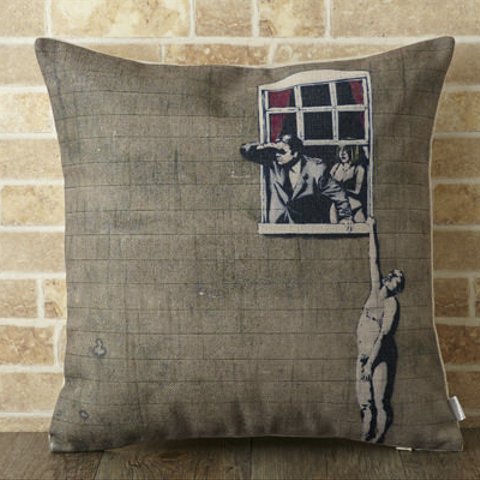 Banksy ウインドウカップル クッションカバー jubileecushionba004