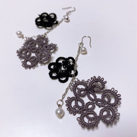 レースピアス02 Black×Gray