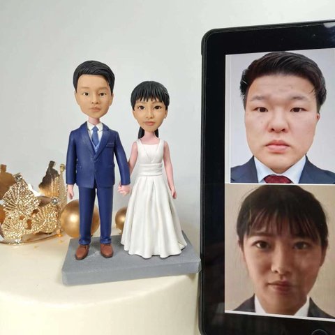 ケーキトッパー オーダーメイド 似顔絵プレゼント フィギュア人形ぬいぐるみ 結婚式祝い 周年記念日 夫婦 カップル 両親 恋人 プレゼント にプレゼント