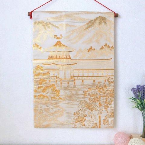 帯の掛け軸(ｺﾝﾊﾟｸﾄ) 平安神宮風景画／タペストリー／壁掛け／飾り／帯リメイク／kakejiku／tapestry／obi／kimono／183