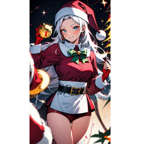 スマホ壁紙　待ち受け画面　クリスマス　女性サンタクロースのイラスト