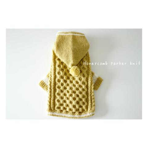 完成品　Honeycomb parker knit   Honey yellow  white 
