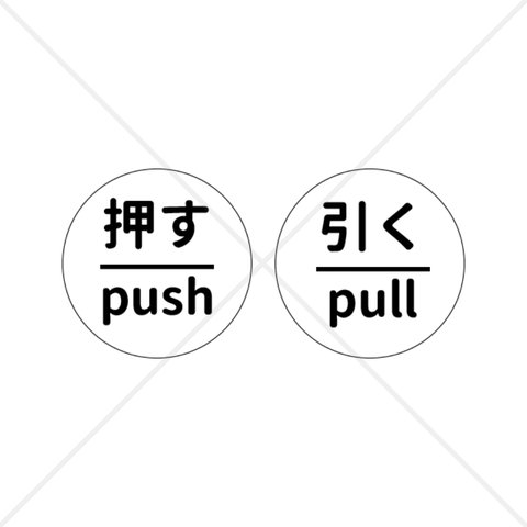 【ドア・引き戸・押し戸・手動ドア】トイレのドアや主導のドアに貼って便利！Pull、Push！2枚セットでお得色付きシール！【押す・引く・コンパクト・丸形】【色付きシール・防水シール】