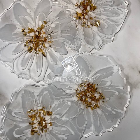 ホワイト花コースターアクセサリープレート皿