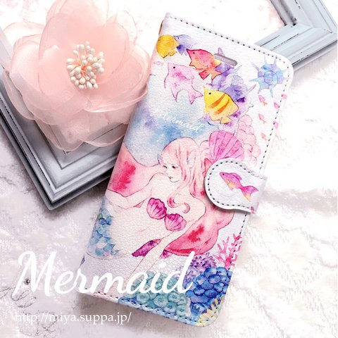 《受注生産》手帳型iPhoneケース【Mermaid】