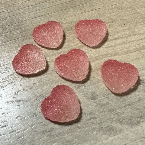 ピンク レッド 樹脂 ハート グミ キャンディー デコパーツ 6個セット