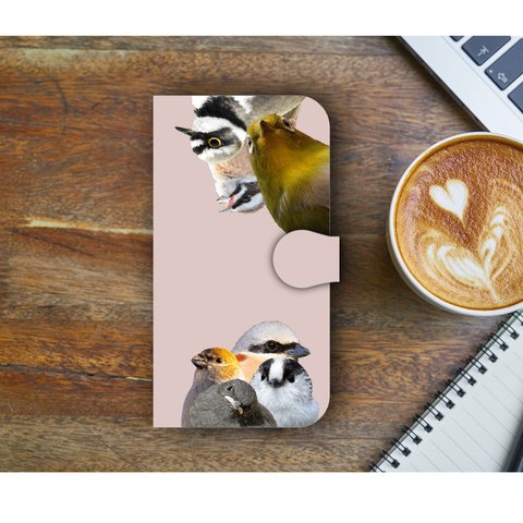 鳥　野鳥　iPhoneケース　手帳型スマホケース　オプションで名入れ可能　エナガ