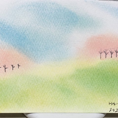 桜と空と パステルアート ヒーリングアート