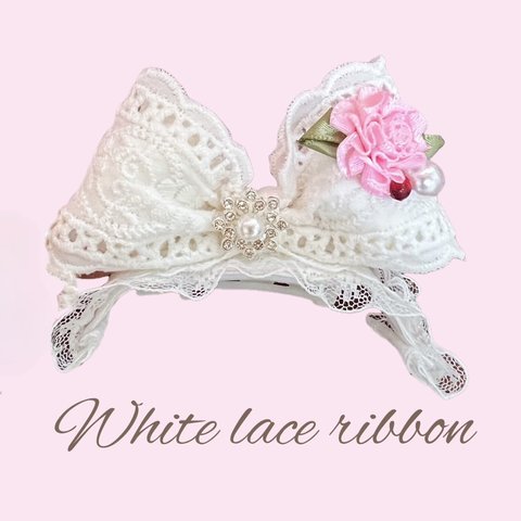 White lace ribbonバレッタ  