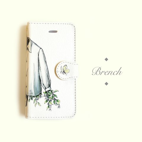 Branch　エゴノキの花　手帳型スマホケース