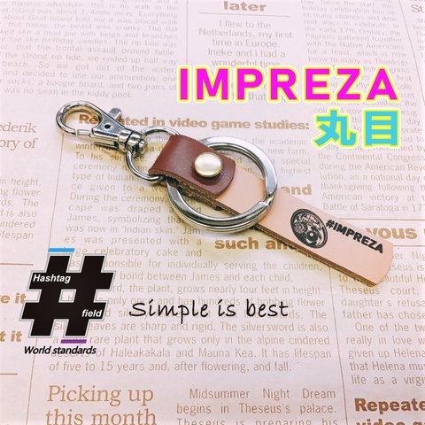 #IMPREZA 丸目 本革ハンドメイド ヘッドライトキーホルダー インプレッサ スバル