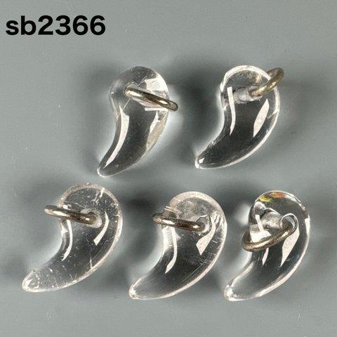 水晶 21ミリ 金具付き ぷっくり まが玉  5個セット sb2366