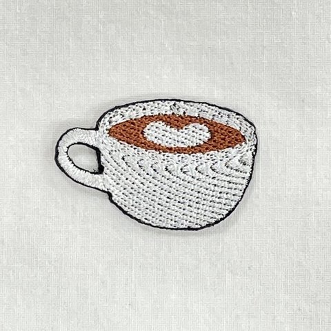 コーヒーカップ　カフェ　Coffee cup　ワンポイント　刺繍　ワッペン　アップリケ　シール可