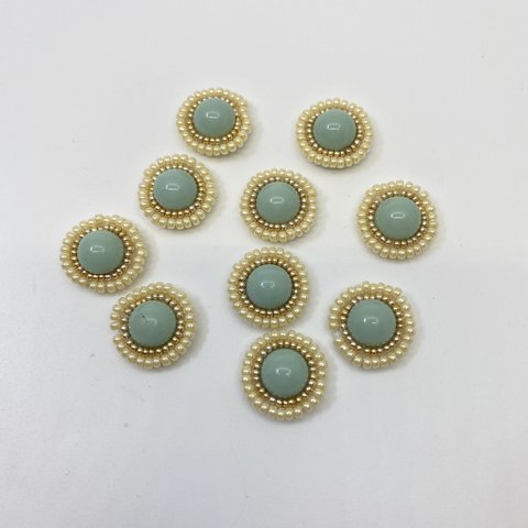 デコパーツ ビーズ刺繍  5個セット green パーツ　カボション