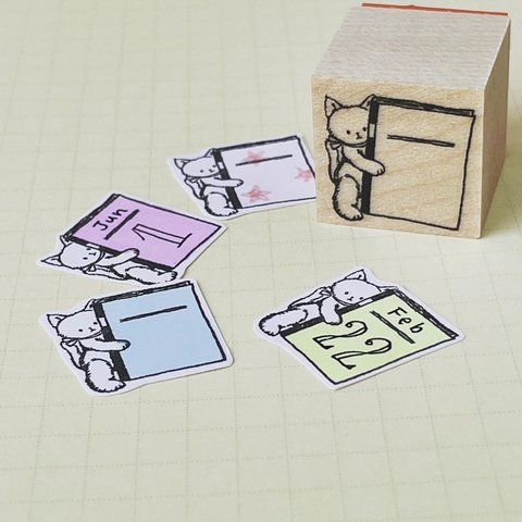 ねこのぬいぐるみ（ノート）　スタンプ【20㎜×20㎜】