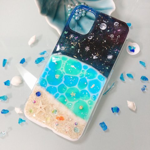 【S様オーダー】星空+海辺のiPhone 11 ケース