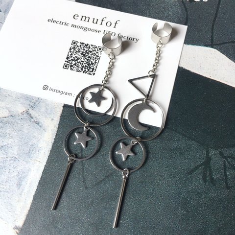 ◯dot☆＋ geometry earcuff  片耳  (2タイプ) オールステンレス イヤーカフ