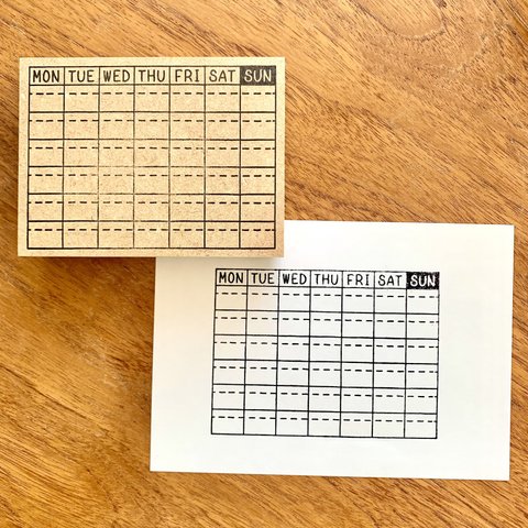 月間カレンダー スタンプ  （月曜始まり）　12ヶ月使えるカレンダーはんこ 　スケジュールが書き込める日本製の上質な月間カレンダースタンプ
