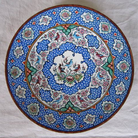 イランの工芸品ミナカリ（七宝焼き）（直径15 cm）