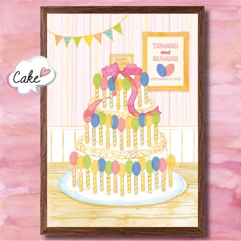 【ウェルカムボード】　Stamp Board  Cake　 Sサイズ　【送料無料】