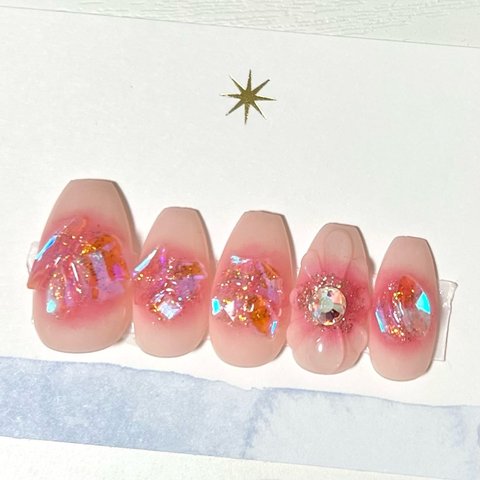 チーク✨ワンホンネイル💅ネイルチップ