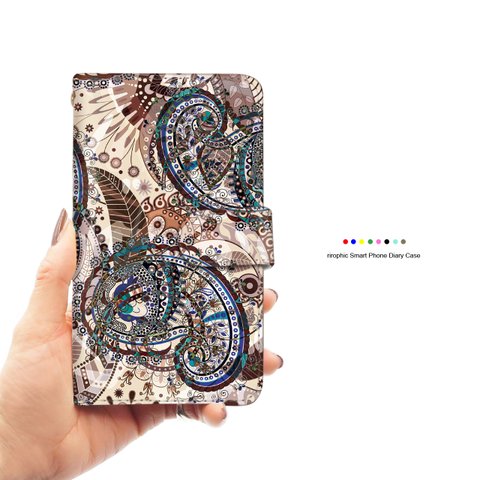 スマホケース 手帳型 民族装飾風 ベルトタイプ お洒落カバー カードスロット ストラップホール付き iPhone android