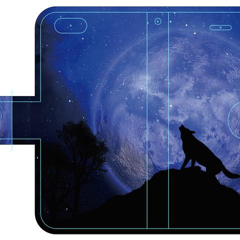 新品送料無料 iPhoneケース 手帳型 満月と狼