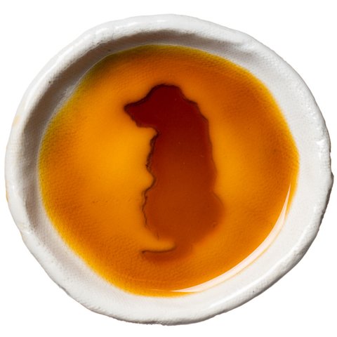 ゴールデンレドリーバーのシルエットが浮かぶ醤油皿（丸） 犬 食器 皿