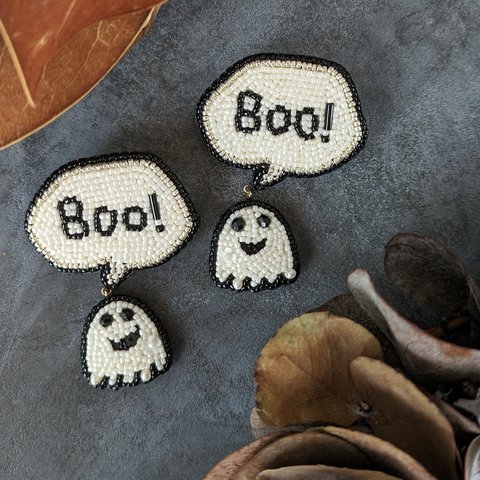 【ブローチ】Boo！のふきだしといたずらおばけ