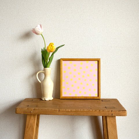 「mimosa dot（lavender & yellow）」20cm角ポスター