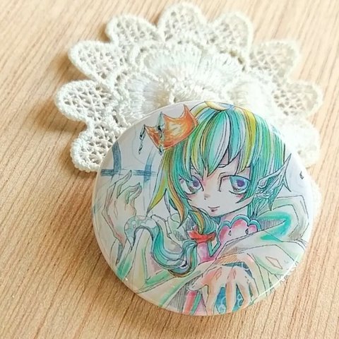 イラスト缶バッチ(うお座)　38mm　アナログイラスト