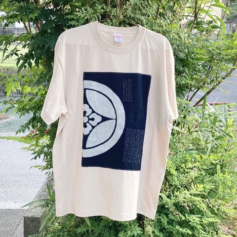 1964 size L 襤褸　リメイク　tシャツ 藍染め　藍染　古布　筒描き　筒描　パッチワーク　再構築　ヴィンテージ　刺し子