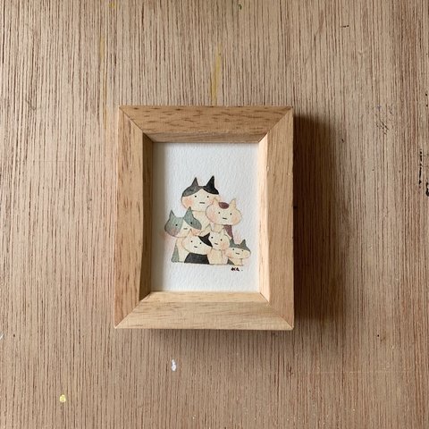 「冬の猫たち」ミニ額　原画