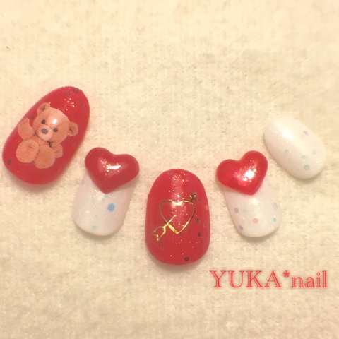 【再販2】テディ×ハート♡ネイル